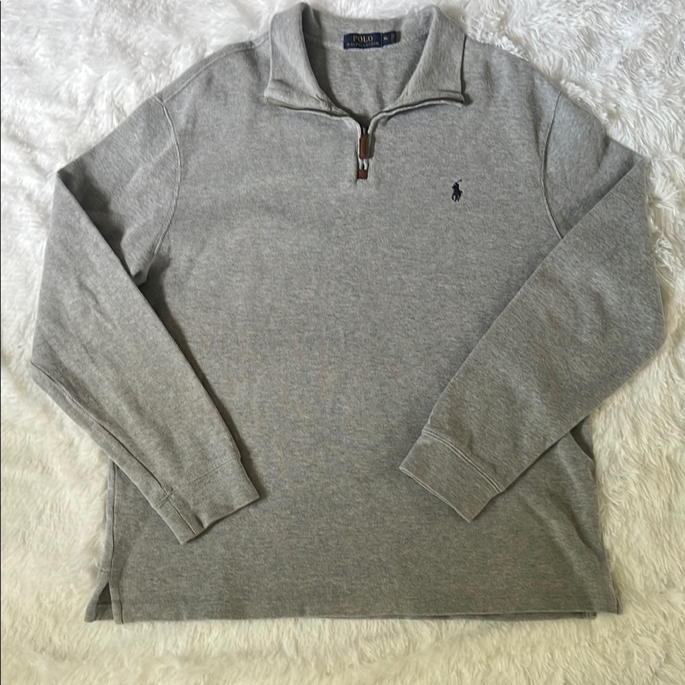 Polo by Ralph Lauren Gray quarter Zip Up Sweater men’s sz xl